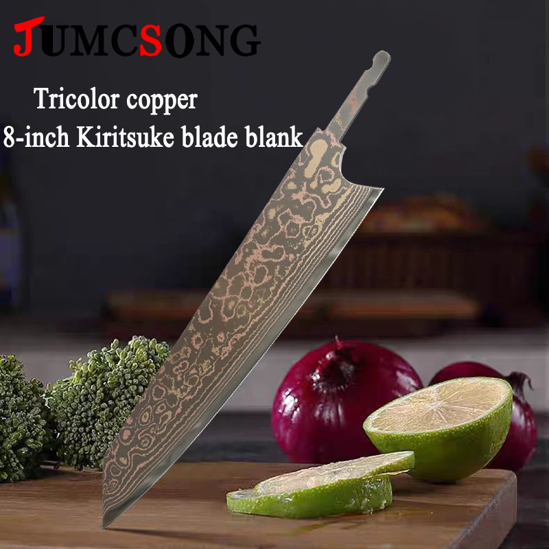 Kitchen Appliances Store - JUMCSONG トリコロール銅製切付包丁ブランク VG10鋼芯 キッチンDIY組み立てアクセサリー 半完成シェフブレードブランク