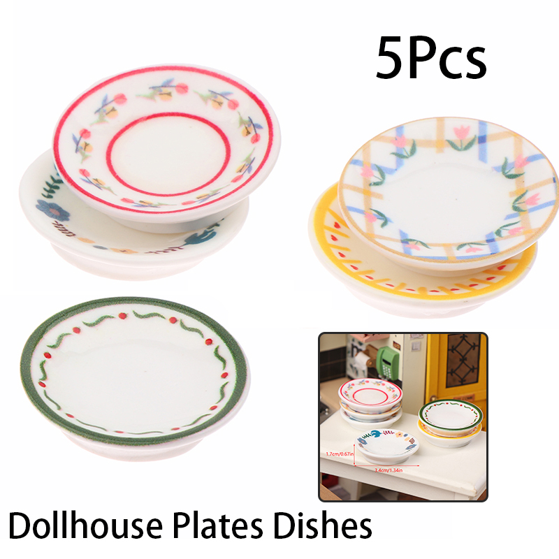 Kitchen Appliances Store - 5 個 1/12 ドールハウスミニプレート食器モデルドールハウスシミュレーションキッチン装飾ドールハウスアクセサリーごっこ遊びおもちゃ