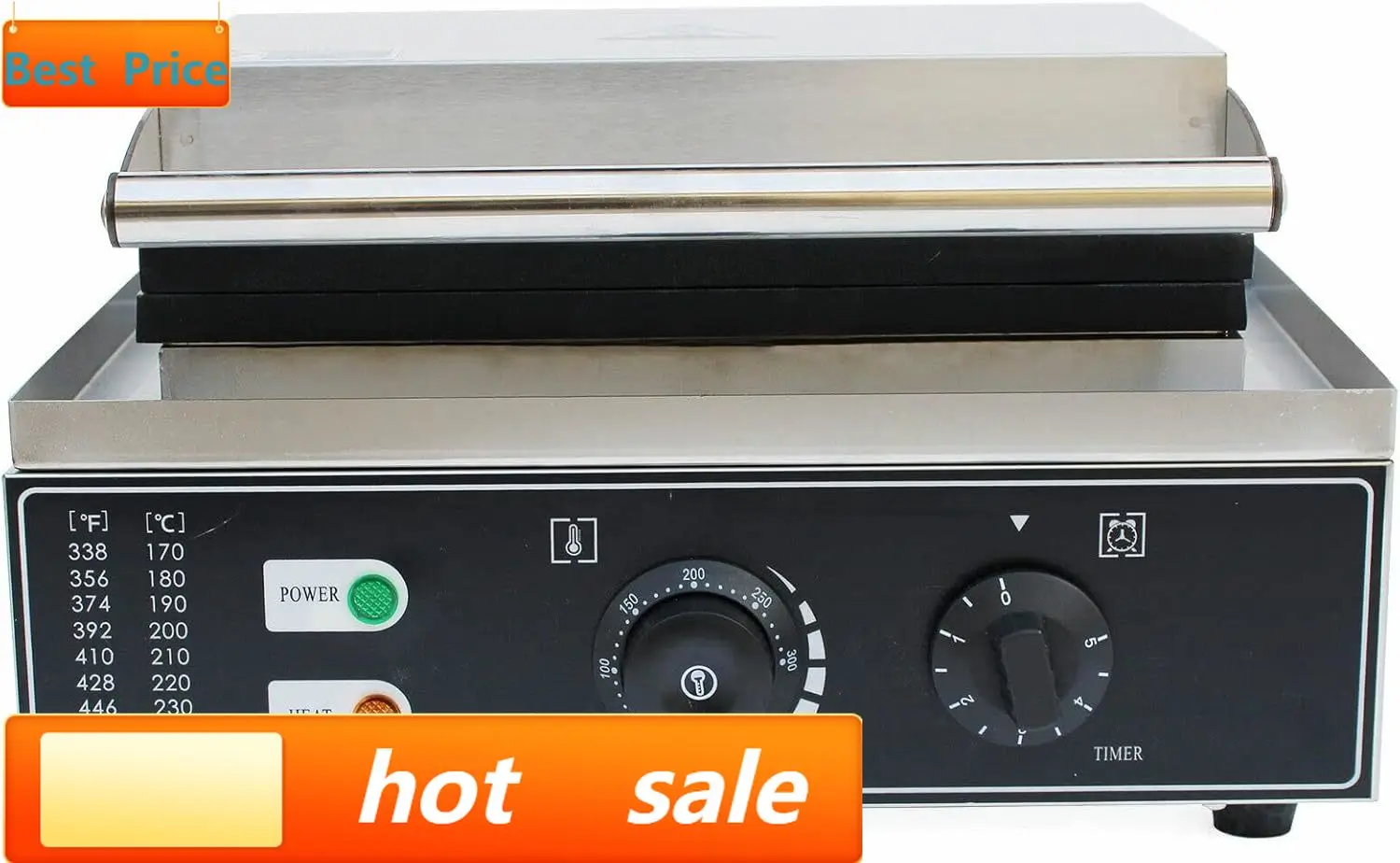 Waffle Iron Belgian - 商業用スクエアワッフルメーカー、10グリッド1500W電気ワッフルメーカー、ステンレス鋼ベルギーワッフルアイロン、ノンスティックワッフルマシン