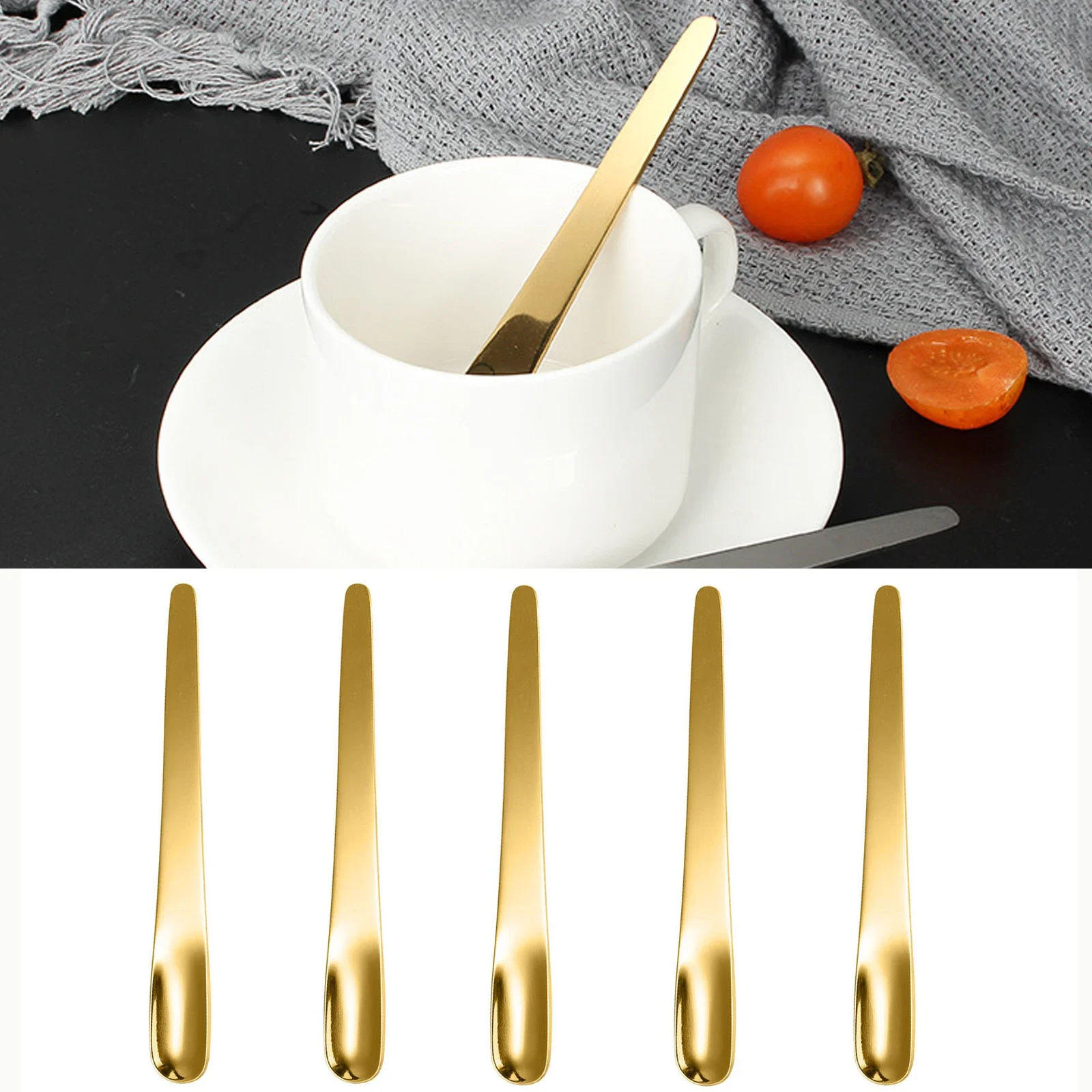 Kitchen Appliances Australia - ステンレス製コーヒースプーン,デザート用フラットスプーン,小さなスプーンミキサー,攪拌バー,キッチン食器,5個