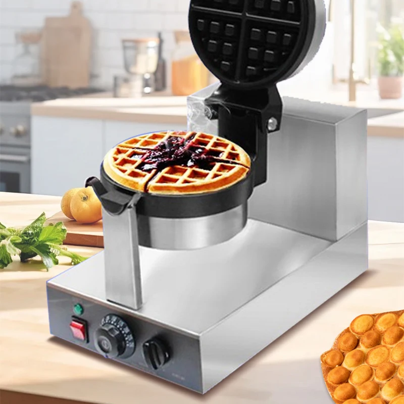 Waffle Iron Belgian - HF-8 ダブル回転式ベルギーワッフルメーカー、ケトチャフラス用ノンスティック電気ワッフルオーブン付き