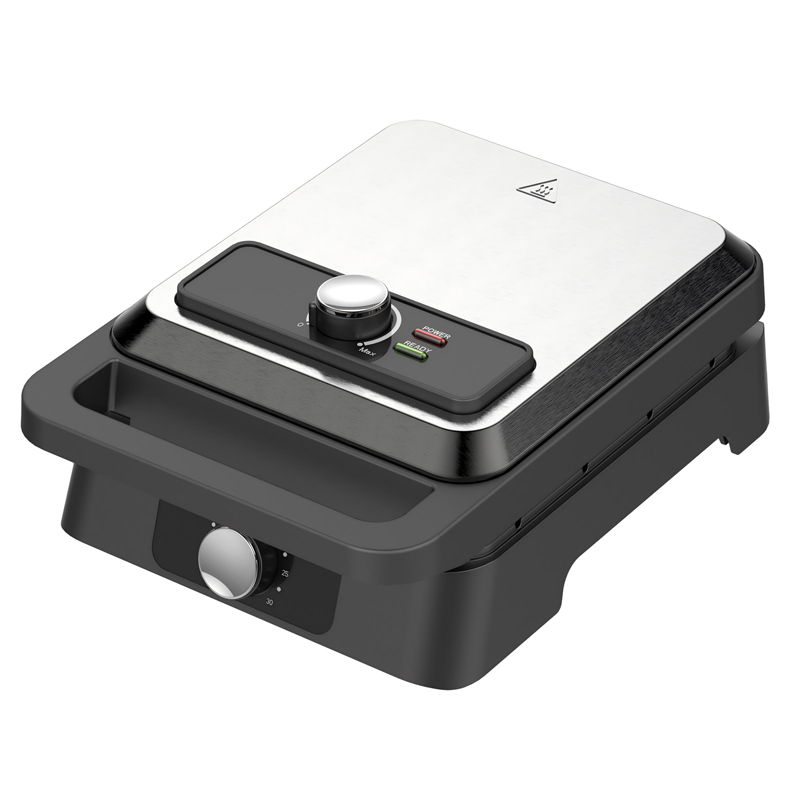 Waffle Iron Belgian - 4枚焼きベルギーワッフルメーカー、焼き色調整ノブ付きワッフルアイロン、インジケーターライト、オーバーフロー防止、ノンスティックコーティングベーキングプレート