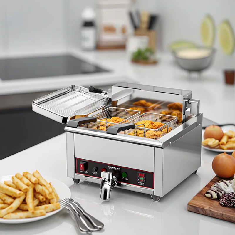 Kitchen Appliances Quality - 高品質小型キッチン家電 17L シングルタンク ダブルバスケット 電気フライヤー ステンレス製