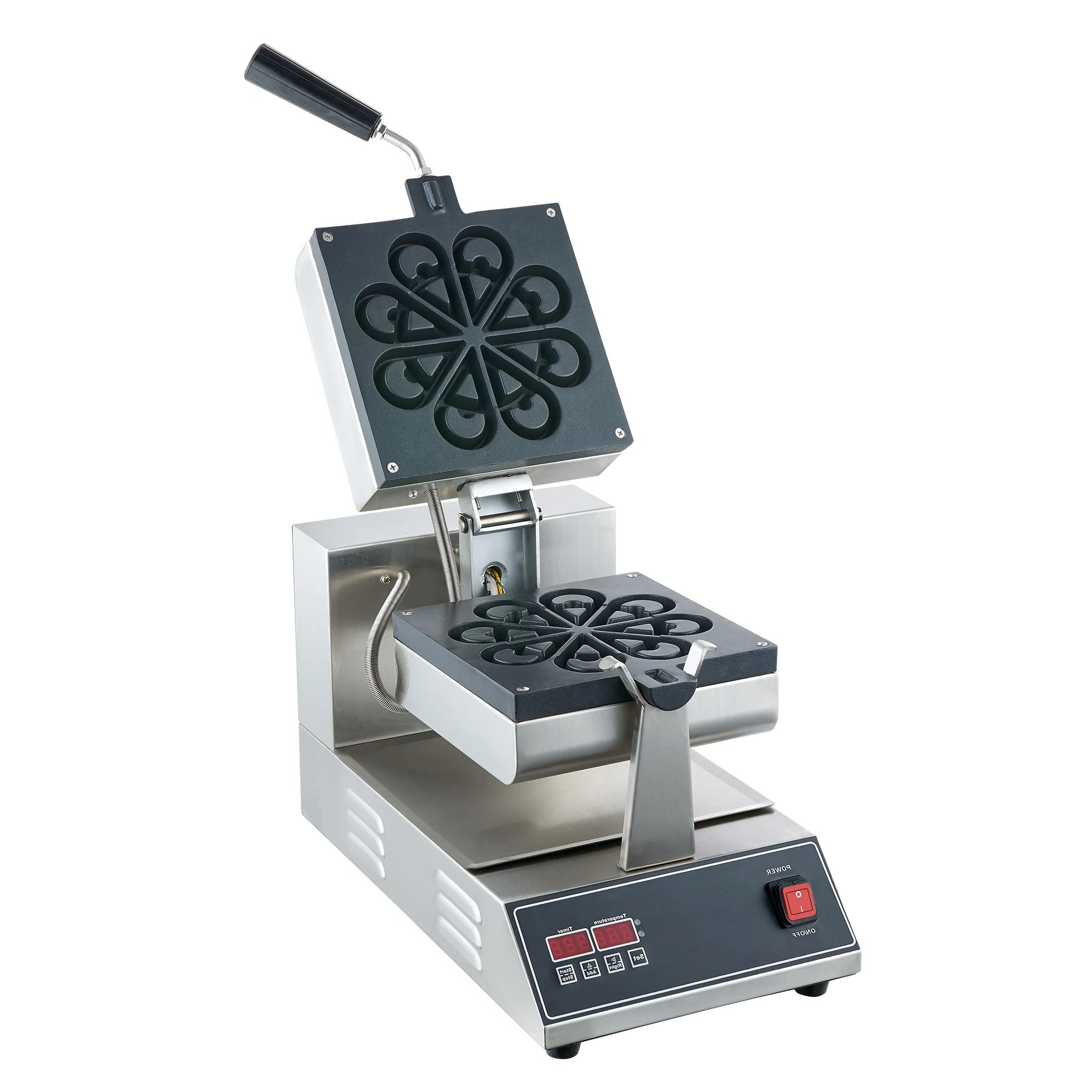 Waffle Iron Belgian - 業務用電気ワッフルメーカー ワッフルアイロン ノンスティック調理プレート付き 1100W 本体 深型