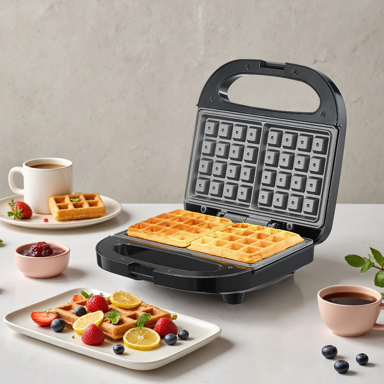 2枚焼きベルギーワッフルメーカー、焦げ付き防止プレート、LE - Waffle Iron Belgian のレビューと価格