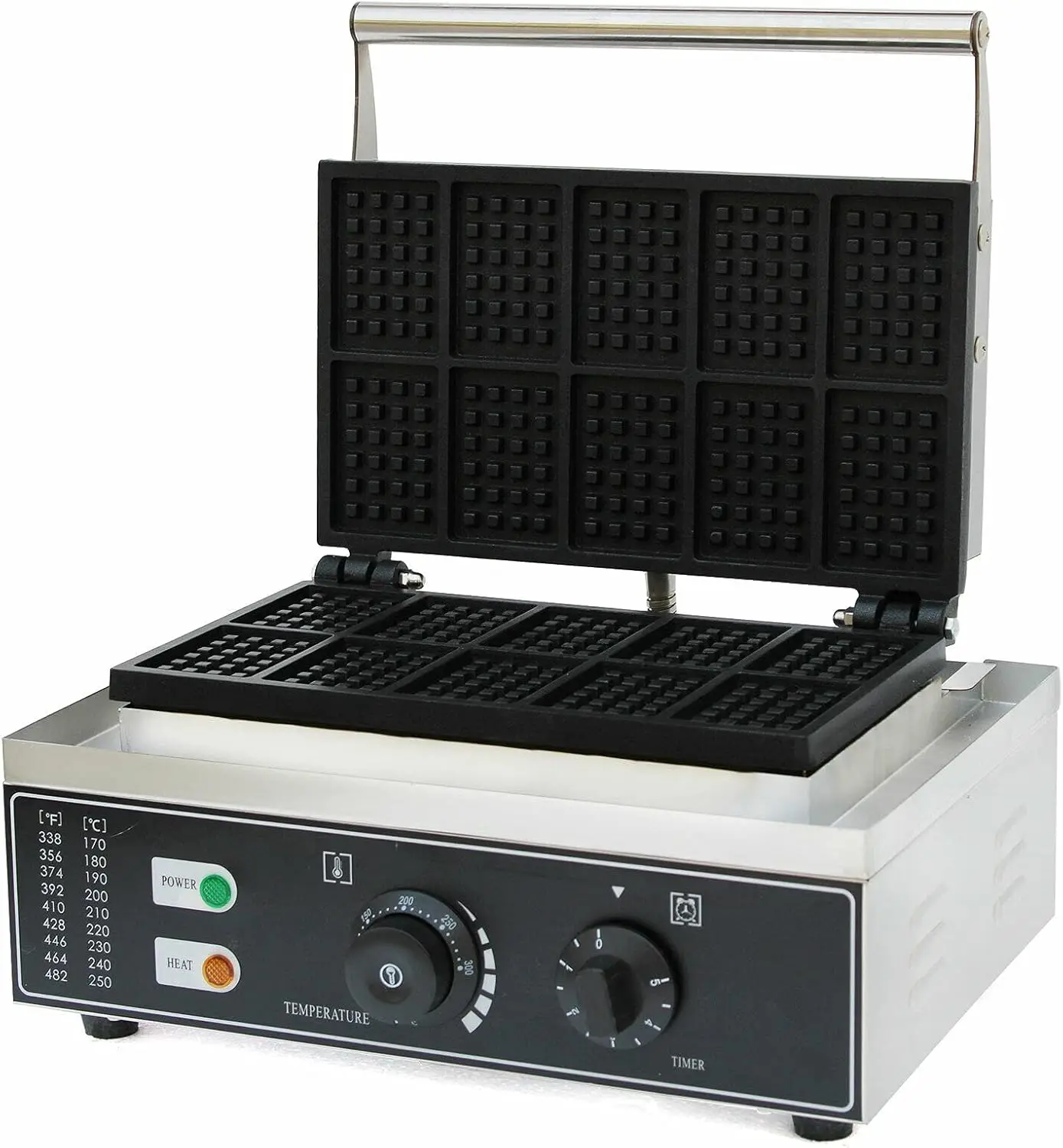 商業用スクエアワッフルメーカー、10グリッド1500W電気ワ - Waffle Iron Belgian のレビューと価格