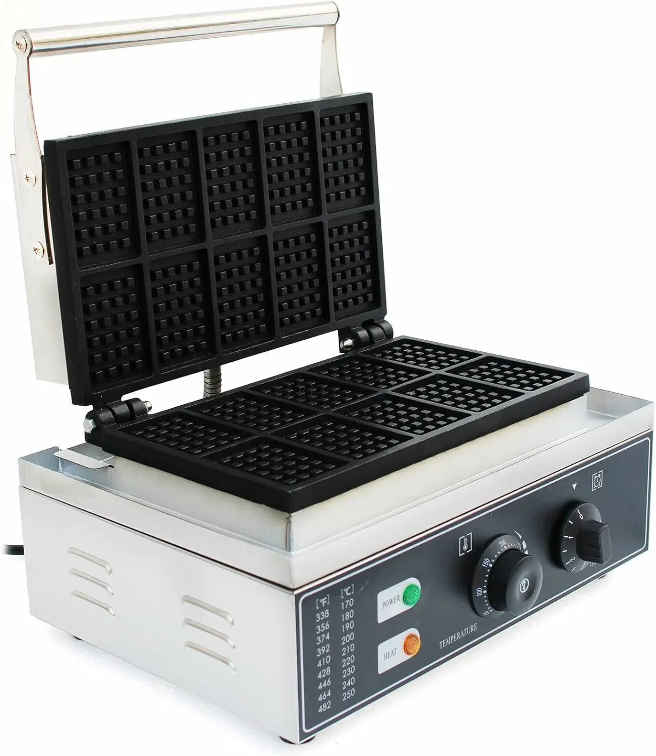商業用スクエアワッフルメーカー、10グリッド1500W電気ワ - Waffle Iron Belgian のレビューと価格
